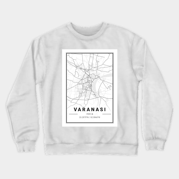 Varanasi Light City Map Crewneck Sweatshirt by tienstencil